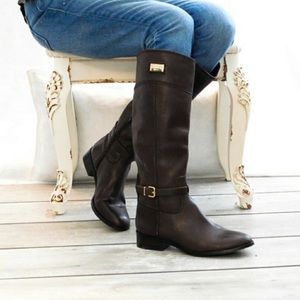 ANTONIO MELANI "ELENA" SOFT BLACK AUTHENTIC LEATHER RIDING BOOTS Sz 10